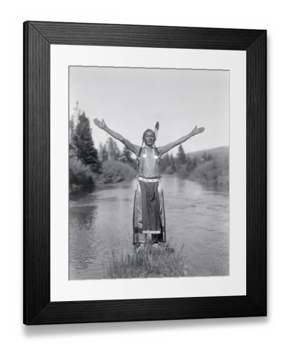 Framed Print : Blackfoot Native American Raises Arms in Prayer Framed Print : Blackfoot Native American Raises Arms in Prayer
