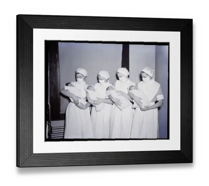 Framed Print : Nurses Holding Babies Framed Print : Nurses Holding Babies