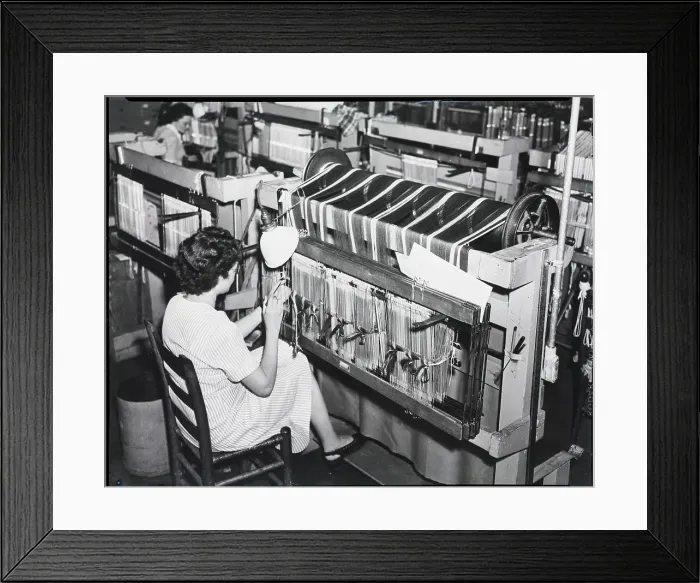 Framed Print : Loom Worker in Dan River Mills Framed Print : Loom Worker in Dan River Mills