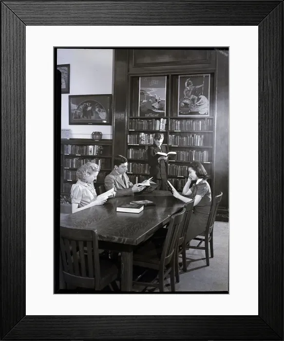 Framed Print : Students Reading in High School Library Framed Print : Students Reading in High School Library
