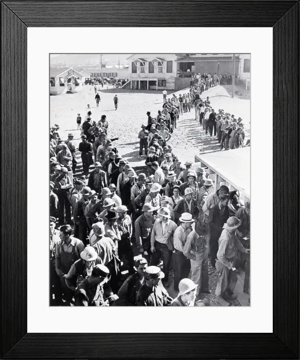 Framed Print : Pay Day At Dam Worksite Framed Print : Pay Day At Dam Worksite