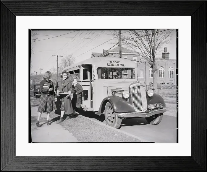 Framed Print : Children Getting Off School Bus Framed Print : Children Getting Off School Bus