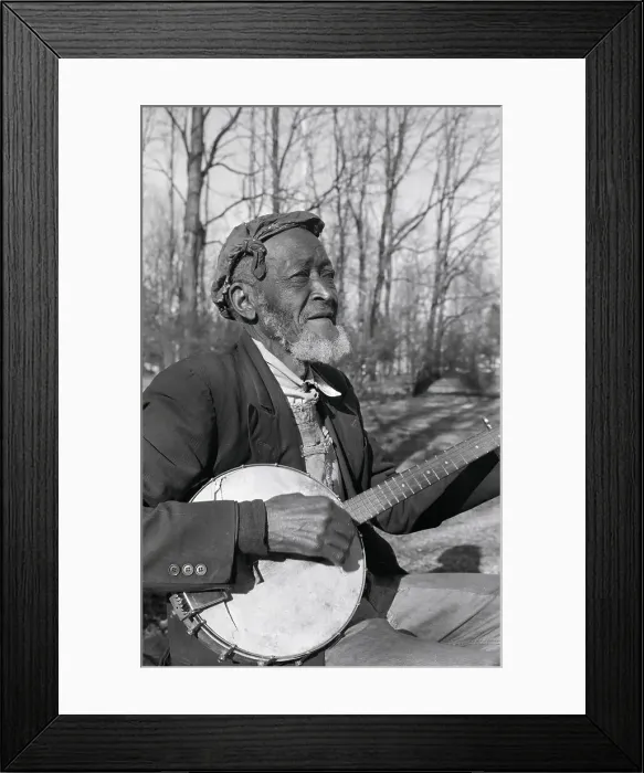 Framed Print : Folk Singer Playing Banjo Framed Print : Folk Singer Playing Banjo