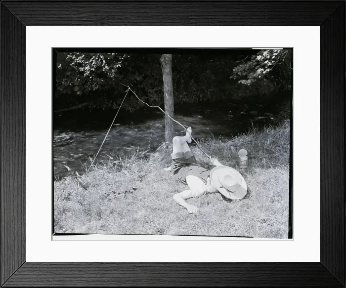 Framed Print : Boy Fishing in the Country Framed Print : Boy Fishing in the Country