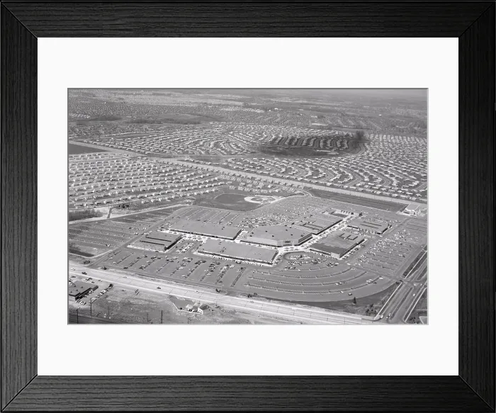 Framed Print : Aerial Town View, Shopping Center, Etc Framed Print : Aerial Town View, Shopping Center, Etc