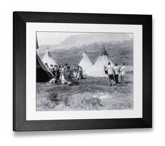 Framed Print : Native Americans Dance Amongst Teepees Framed Print : Native Americans Dance Amongst Teepees