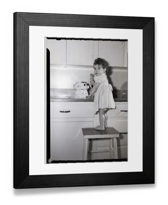 Framed Print : Little Girl Sneaking a Cookie from Cookie Jar