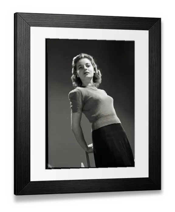 Framed Print : Sweater Girl In Typical Pose Framed Print : Sweater Girl In Typical Pose