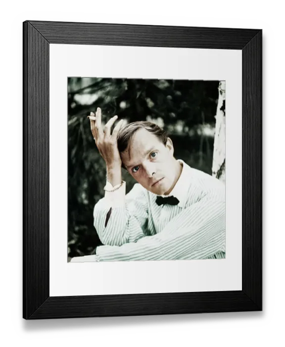 Framed Print : Author Truman Capote Posing Outdoors with Cigarette Framed Print : Author Truman Capote Posing Outdoors with Cigarette
