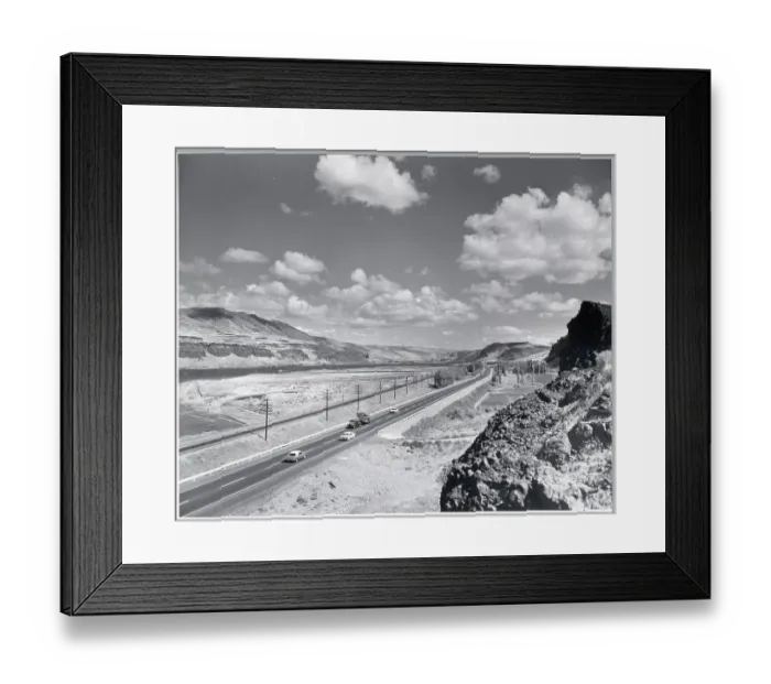 Framed Print : View Of Highway, Mountains & River In Or Framed Print : View Of Highway, Mountains & River In Or