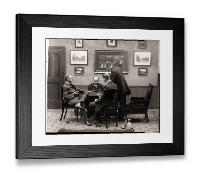 Framed Print : Men Seated At Table Playing Cards Framed Print : Men Seated At Table Playing Cards