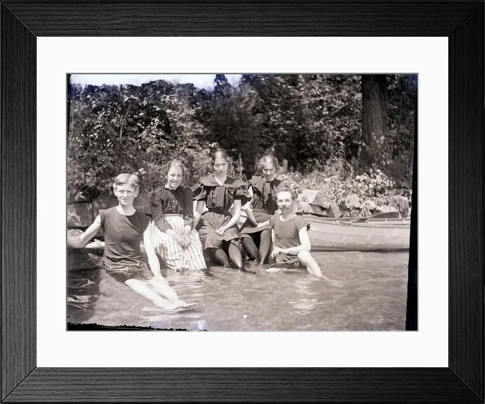 Framed Print : Bathers Get Feet Wet In Lake Framed Print : Bathers Get Feet Wet In Lake
