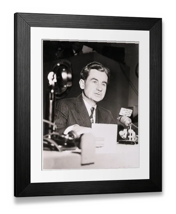 Framed Print : Lowell Thomas At Cbs Radio Microphone Framed Print : Lowell Thomas At Cbs Radio Microphone