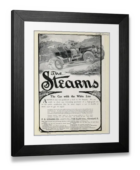 Framed Print : Advertisement For The Stearns Car Framed Print : Advertisement For The Stearns Car