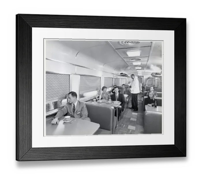 Framed Print : People Seated in Dining Car of Train Framed Print : People Seated in Dining Car of Train