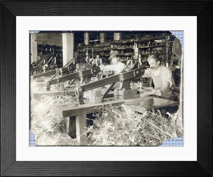 Framed Print : Workers Cutting Objects / 1920s Framed Print : Workers Cutting Objects / 1920s