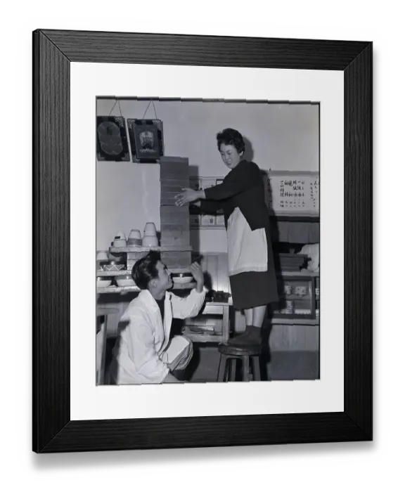 Framed Print : Delivery Boy And Waitress Hold Noodles Framed Print : Delivery Boy And Waitress Hold Noodles