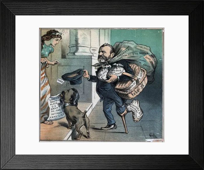 Framed Print : Political Cartoon With Grant As Begger Framed Print : Political Cartoon With Grant As Begger
