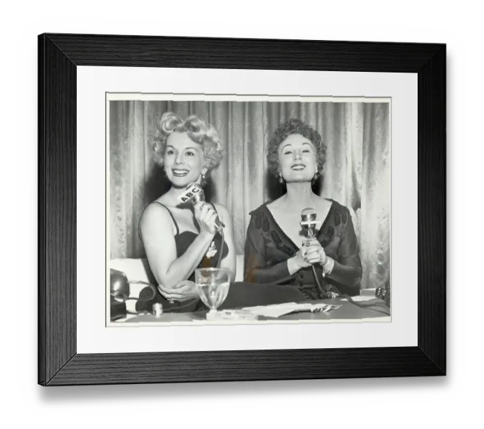 Framed Print : Eva Gabor & Magda Gabor W / Microphones Framed Print : Eva Gabor & Magda Gabor W / Microphones