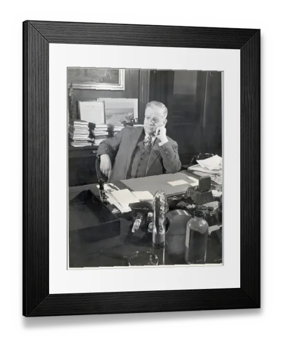 Framed Print : Harold Ickes Seated At Desk / Pensive Framed Print : Harold Ickes Seated At Desk / Pensive
