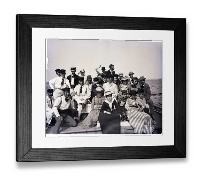 Framed Print : Large Group Of People On Back Of Boat