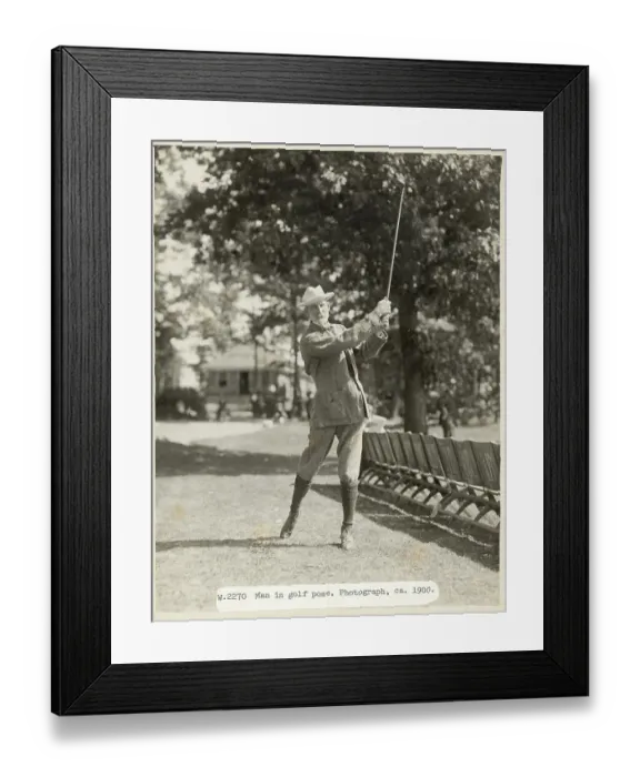 Framed Print : Portrait Of A Man In A Golf Pose