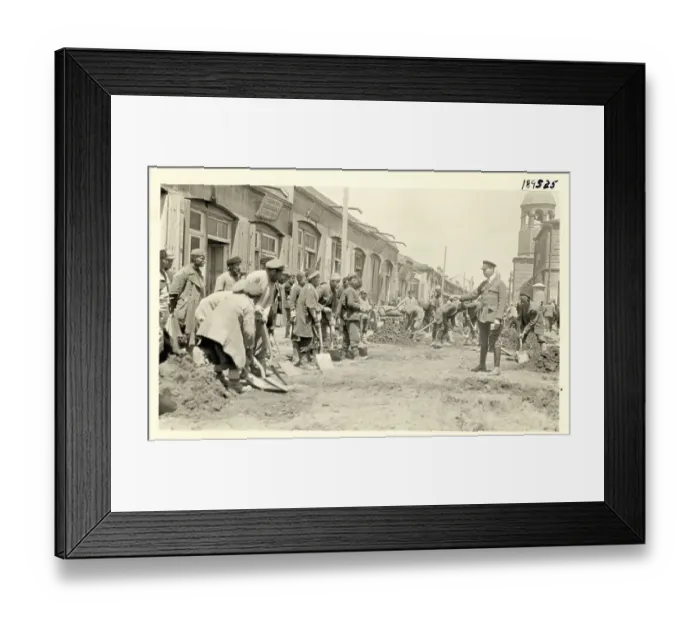 Framed Print : Military Man Directs Highway Workers Framed Print : Military Man Directs Highway Workers