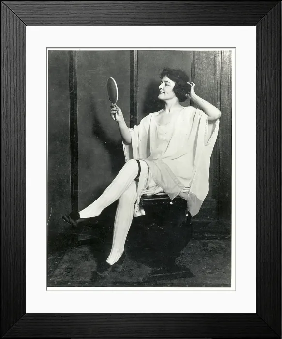 Framed Print : Women Posing A Negligee And Slippers Framed Print : Women Posing A Negligee And Slippers