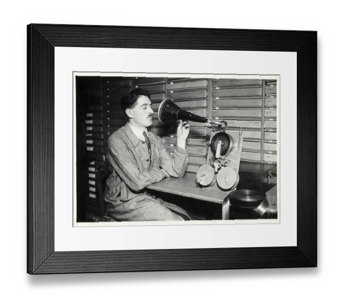 Framed Print : Man Recording Voice On Film Framed Print : Man Recording Voice On Film
