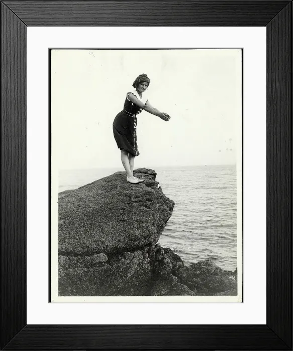 Framed Print : Woman Diving Off Of A Rock Framed Print : Woman Diving Off Of A Rock