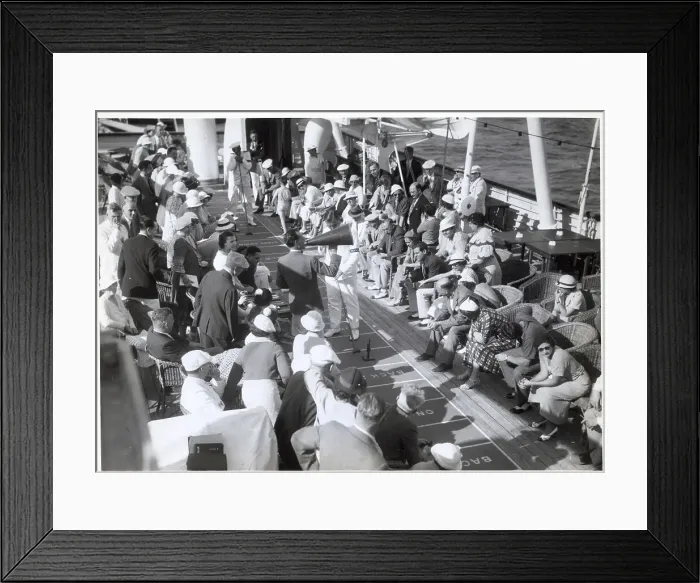 Framed Print : People on Ship Deck / Man W / Megaphone