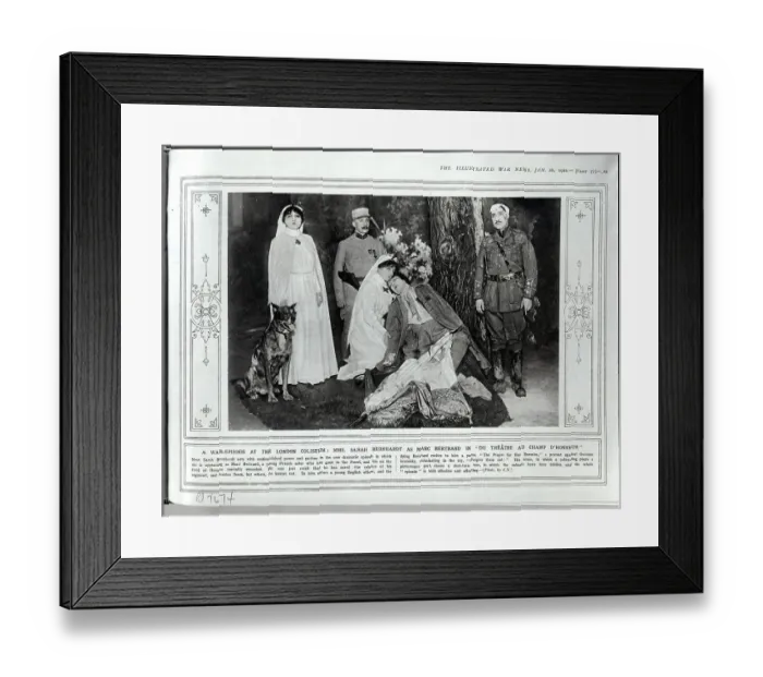 Framed Print : Sarah Bernhardt Plays Soldier on Stage Framed Print : Sarah Bernhardt Plays Soldier on Stage