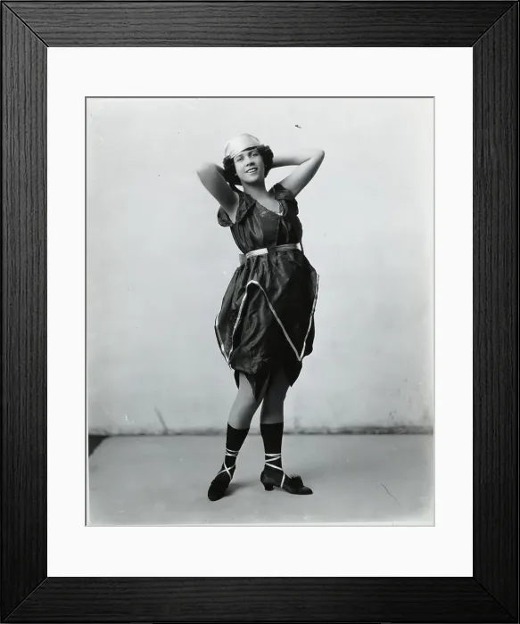 Framed Print : Woman in Unusual Handkerchief-Style Dres Framed Print : Woman in Unusual Handkerchief-Style Dres