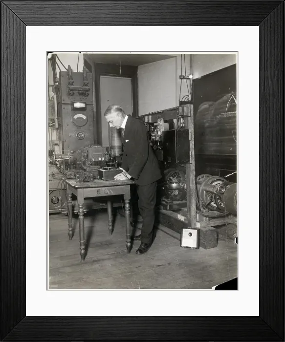 Framed Print : Prof Slichter Looks At Motor In Lab
