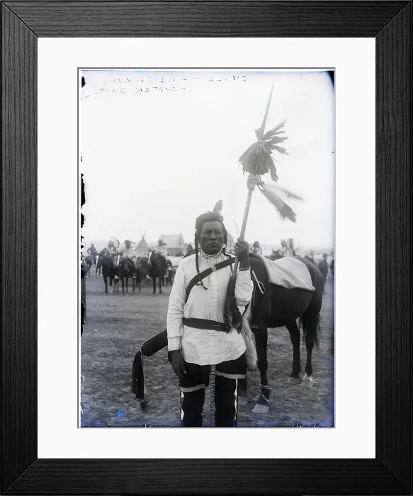 Framed Print : Native Am With Wand, Feather Framed Print : Native Am With Wand, Feather
