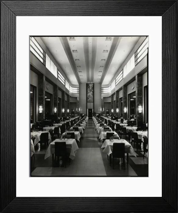 Framed Print : Long Empty Dining Hall W / Rows Of Tables Framed Print : Long Empty Dining Hall W / Rows Of Tables