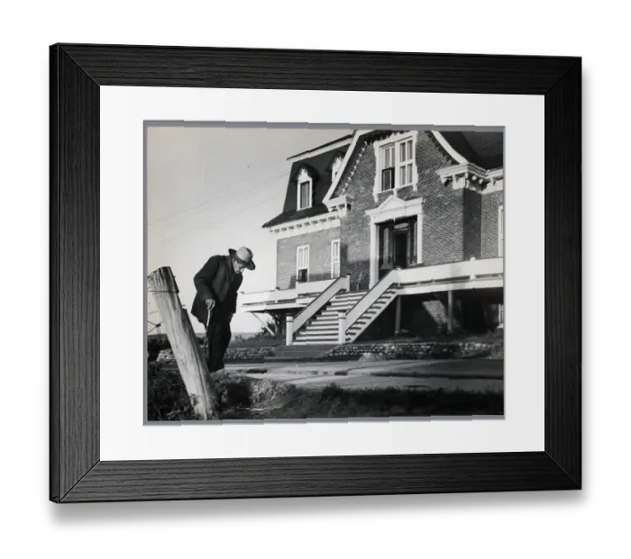 Framed Print : Old Man In Front Of House Framed Print : Old Man In Front Of House