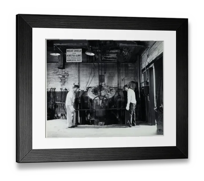Framed Print : Workers At Metal Works; Safety Sign Framed Print : Workers At Metal Works; Safety Sign