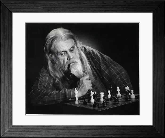 Framed Print : Elderly Bearded Man Gazing At Chessboard Framed Print : Elderly Bearded Man Gazing At Chessboard
