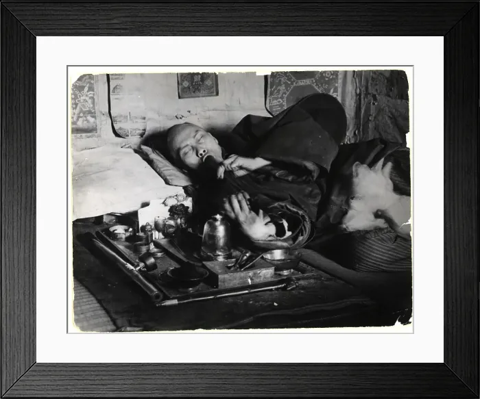 Framed Print : Chinese Man Smoking An Opium Pipe