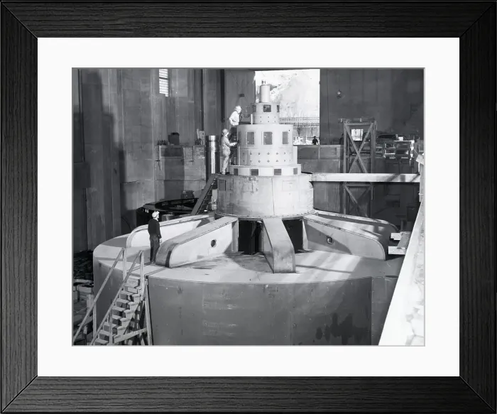 Framed Print : Engineers Check Generator At Dam