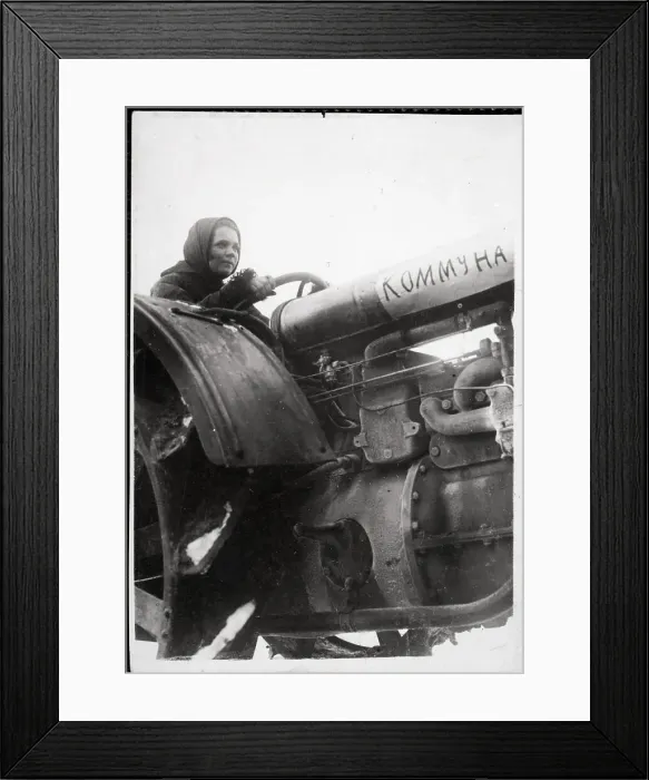 Framed Print : Woman Driving A Tractor Framed Print : Woman Driving A Tractor