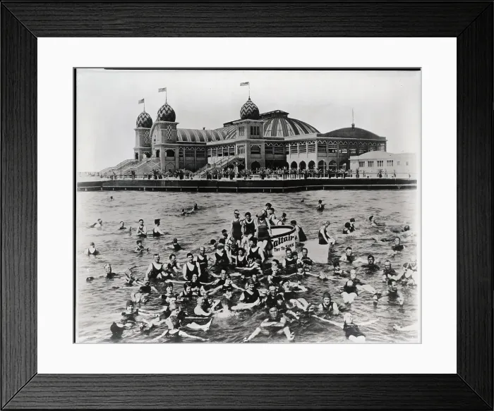Framed Print : People In Saltair Water; Beach Framed Print : People In Saltair Water; Beach