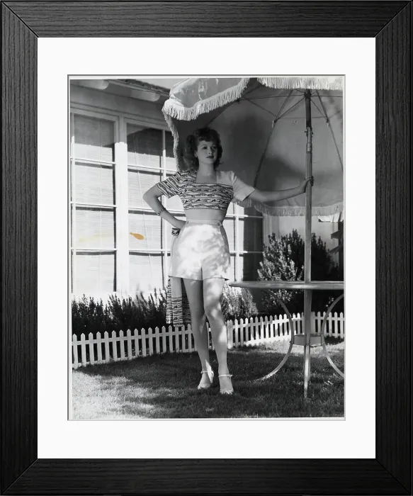 Framed Print : Lucille Ball Poses Beside Picnic Table Framed Print : Lucille Ball Poses Beside Picnic Table
