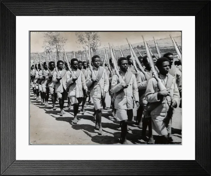 Framed Print : Ethiopian Soldiers Marching Barefoot