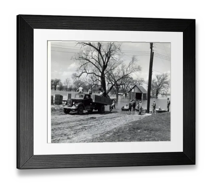 Framed Print : People Load Feed From Boat To Truck;Floo Framed Print : People Load Feed From Boat To Truck;Floo