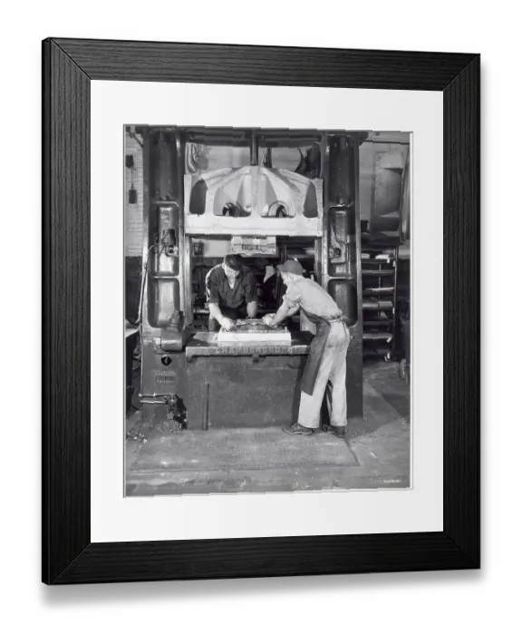 Framed Print : Men Working On A Press; Heavy Equipment