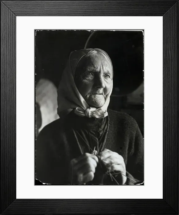 Framed Print : Old Woman Knitting Framed Print : Old Woman Knitting