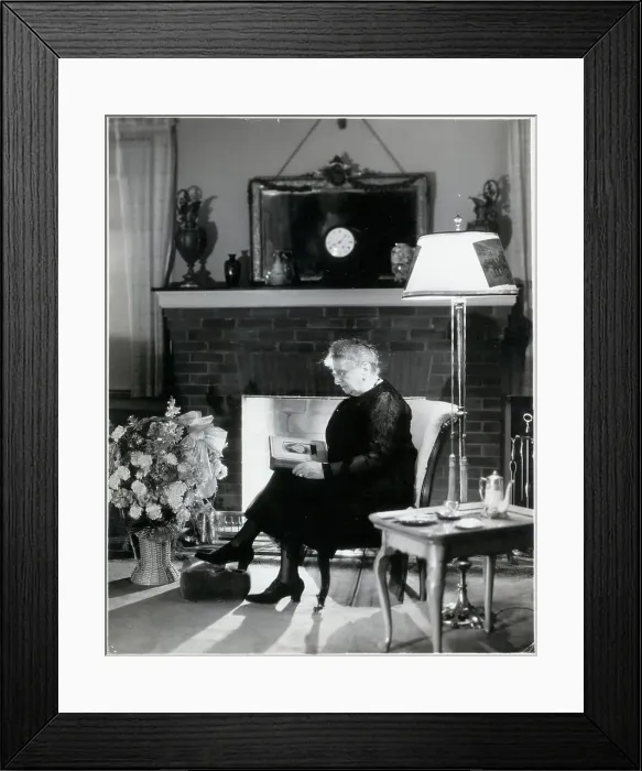 Framed Print : Old Woman In Front Of Fireplace Framed Print : Old Woman In Front Of Fireplace
