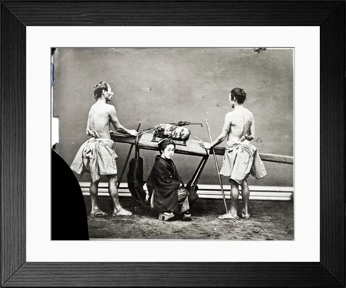 Framed Print : Woman Seated On Kago, Or Traveling Chair Framed Print : Woman Seated On Kago, Or Traveling Chair